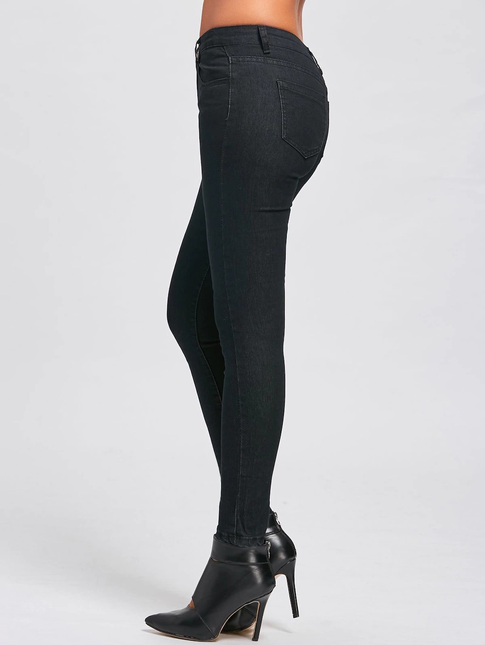Skinny High Waist Jeans - Black-0